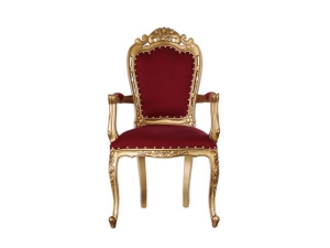 Barockstuhl Kings gold-bordeaux mit Armlehnen