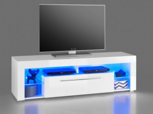 TV-Lowboard Goal 1 hochglanz-weiss inklusive blaue LED-Beleuchtung