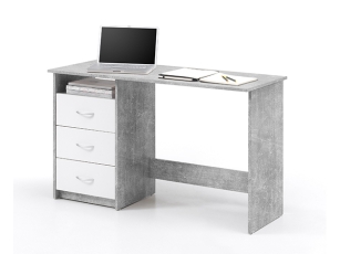 Schreibtisch Adria mit 3 Schubkästen beton-optik/weiss