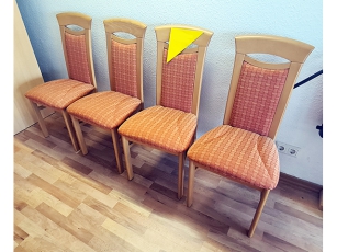 3 x Stühle gepolstert kiefer/beige gemustert (gebraucht)