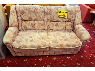 2-Sitzer Couch mit Schlaffunktion terracotta gemustert (gebraucht)
