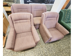 Couch 2/1/1 mit Schlaffunktion rosé (gebraucht)