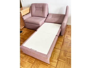 Couch 2/1/1 mit Schlaffunktion rosé (gebraucht)
