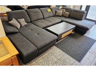 U-Couch mit Schlaffunktion, zwei Bettkästen und verstellbaren Lehnen anthrazit (gebraucht)