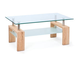 Couchtisch mit Glasplatte + Ablage &quote;Loana&quote; sonoma-eiche