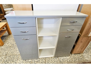 Badschrank hochglanz-grau/weiss (gebraucht)