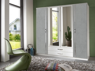 Kleiderschrank &quote;Duo&quote; 4-türig weiss-lichtgrau