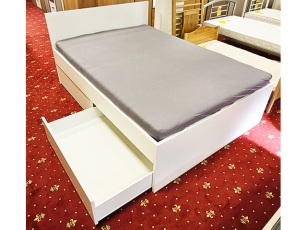 Bett inkl. Matratze, Lattenrost und Bettkästen weiss (gebraucht)