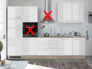 Küchenblock Laurel ohne Geräte sonoma-eiche / hochglanz-weiss (NEU)