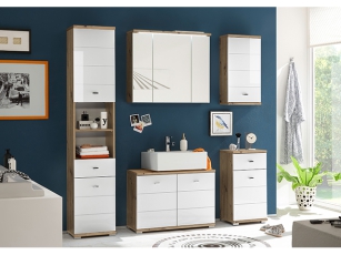 Waschbeckenunterschrank &quote;Pool&quote; hochglanz-weiss/artisan
