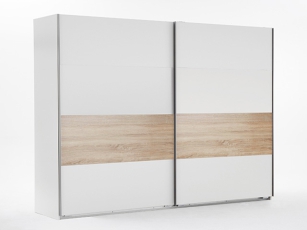 Schwebetürenschrank &quote;Bert&quote; 2-türig eiche sägerau/weiss