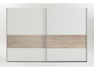 Schwebetürenschrank &quote;Bert&quote; 2-türig eiche sägerau/weiss