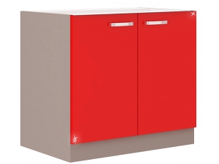 Spülenschrank Rose 80 ZL mit Einbauspüle 80cm hochglanz-rot/grau