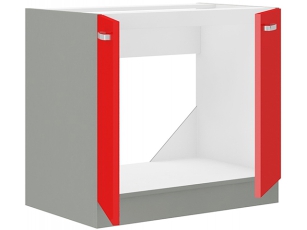 Spülenschrank "Rose 80 ZL" mit Einbauspüle 80cm hochglanz-rot/grau