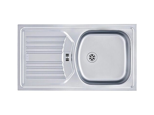 Spülenschrank "Rose 80 ZL" mit Einbauspüle 80cm hochglanz-rot/grau