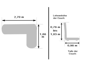 Moderne Eckcouch &quote;Merkur&quote; mit Schlaffunktion, verstellbaren Seitenlehnen und abnehmbare Kopfstützen grau-meliert/schwarz