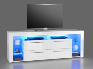 TV-Lowboard &quote;Goal 3&quote; hochglanz-weiss inklusive blaue LED-Beleuchtung