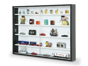 Sammlervitrine Collecty mit 4 Böden schwarz/weiss