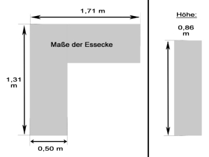 Essecke + Esstisch + 2 Stühle gepolstert eiche hell (gebraucht)