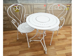 Balkonmöbel - Esstisch + 4 Stühle metall weiss (gebraucht)