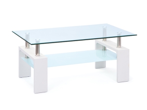 Couchtisch mit Glasplatte + Ablage Mango II lackweiss