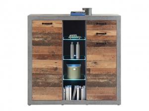 Highboard Indiana betonoxid/old wood inklusive LED-Beleuchtung