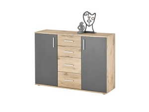 Kommode Jenny 3 silbereiche 2-türig mit 2 Schubkästen