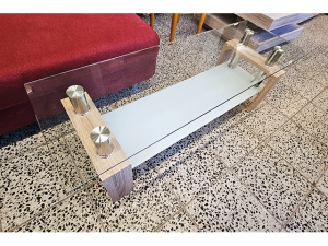 Glas-Couchtisch Eve Collection mit Rollen eiche (gebraucht)
