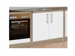 Spülenschrank mit Edelstahl-Einbauspülbecken Santorin 113-100 100cm sonoma-eiche / hochglanz-weiss