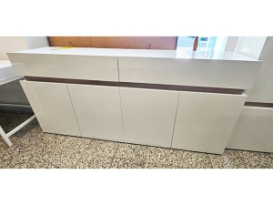 Italienische Stilmöbel - Sideboard glänzend wurzelholz-optik halbrund (gebraucht)
