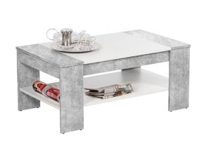 Couchtisch mit Schubkasten + Ablage Finley Plus beton-optik/weiss