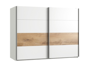 Schwebetürenschrank &quote;Bert&quote; 2-türig plankeneiche/weiss