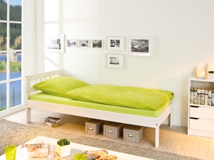 Einzelbett Fana kiefer weiss 90 x 200 cm inkl. Matratze und Rollrost
