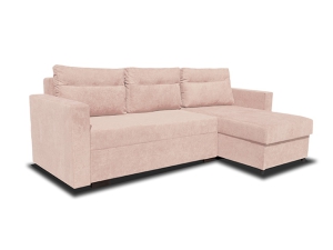 Moderne Eckcouch &quote;Kacper&quote; mit Schlaffunktion, Bettkästen und Kissen pastell hellrosa