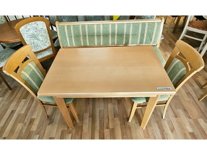 Balkonmöbel Rattan - Tisch mit Glasplatte + 2 Stühle mit Armlehnen mit Auflagen grau (gebraucht)